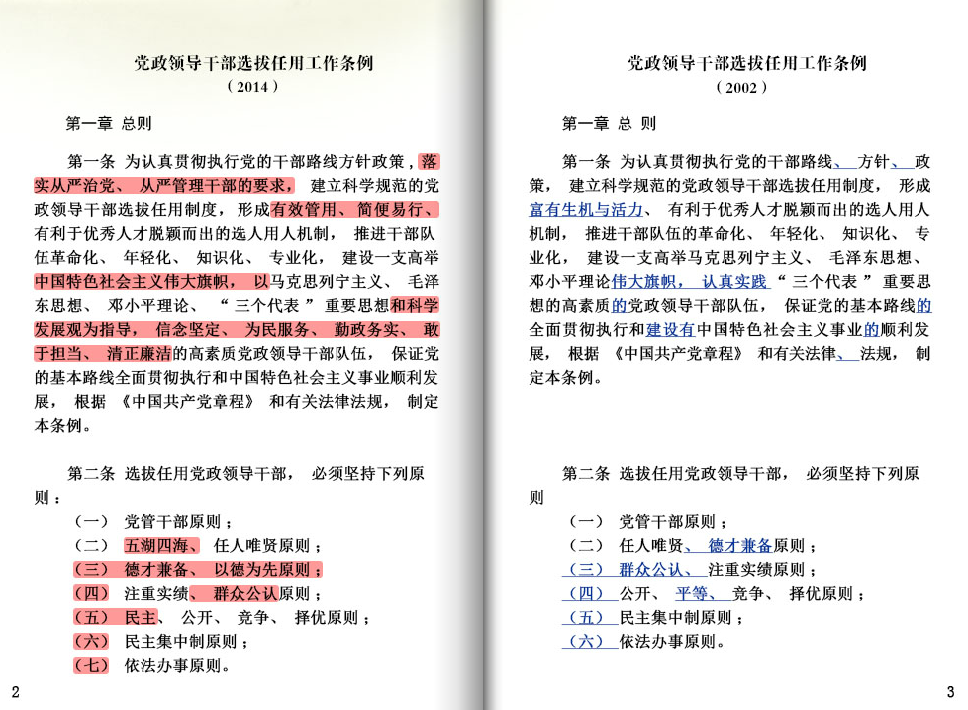 《党政领导干部选拔任用工作条例》新旧版修订对照-中华先锋网